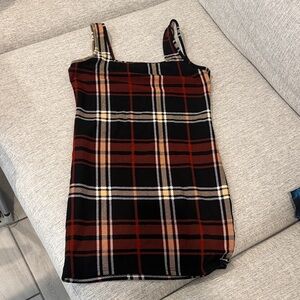 SHEIN Black and Red Plaid Mini Dress